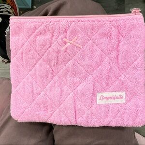 Pink Quilted Cosmetics Bag-Terry Cloth